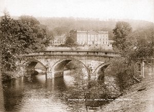 Chatsworth House und die Brücke über den Fluss Derwent, Derbyshire, 1853 von WR and S