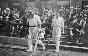 Dr. WG Grace, englischer Cricketspieler, geht zum Schlag, ca. 1899