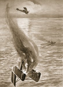 Die Zerstörung eines deutschen Wasserflugzeugs durch Flight-Sub-Lieutenant Ince vor der belgischen Küste