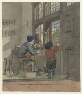 Schuster in seiner Werkstatt von W. Barthautz