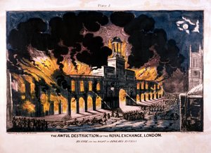 Die schreckliche Zerstörung der Royal Exchange 2. Feuer, London, 1838