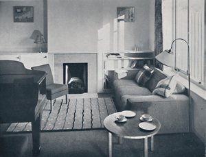 Elsa Booth - Wohnzimmer, das für einen großen Flügel geplant war, 1939