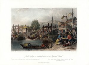 Dschunken passieren eine geneigte Ebene am Kaiserkanal, China