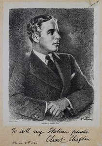 Porträt von Sir Charles Spencer Chaplin (1889-1977), englischer Schauspieler und Regisseur