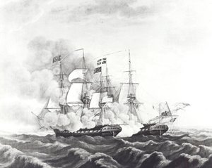 USS Constitution und HMS Guerriere von John Ward Dunsmore