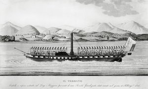 Verbano, erstes Dampfschiff auf dem Lago Maggiore