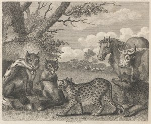 Der Löwe, der Fuchs und die Gänse von W. Grainger