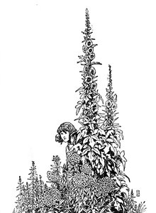 Gerda kannte jede Blume im Garten, um 1930 von William Heath Robinson