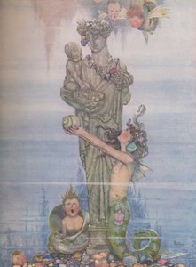 Sie stellte die Statue zurück in ihren Garten, um 1930