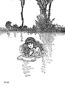 So zog Elise ihre Kleider aus und stieg ins Wasser, um 1930 von William Heath Robinson