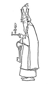 Der alte König selbst ging hinaus, um es zu öffnen, um 1930 von William Heath Robinson