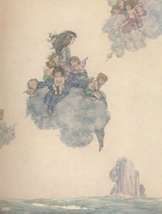 Mit dem Rest ihrer Kinder der Luft, hoch über der rosigen Wolke von William Heath Robinson