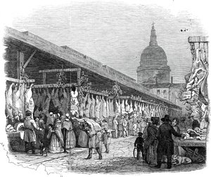 Newgate-Markt an Heiligabend (1845) von W. J. Linton