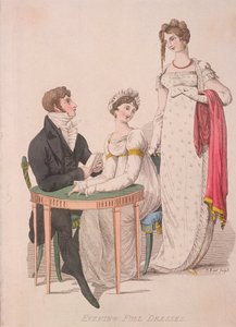 Zwei Frauen und ein Mann in Abendgarderobe, ca. 1810