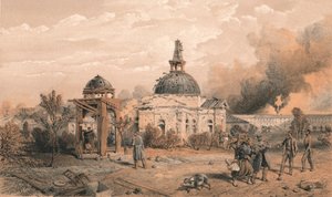 Kirche hinter dem Redan, Blick nach Norden - zeigt die Auswirkungen von Schuss und Granate, 1856