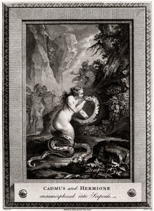 Kadmos und Hermione, in Schlangen verwandelt, 1776 von W. Walker
