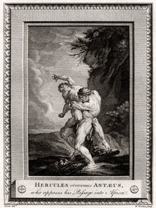 Herkules überwindet Antäus, der seinen Durchgang nach Afrika verhindert, 1775 von W. Walker