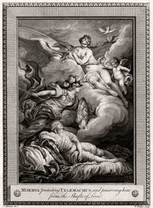 Minerva schützt Telemach und bewahrt ihn vor den Pfeilen der Liebe, 1775 von W. Walker