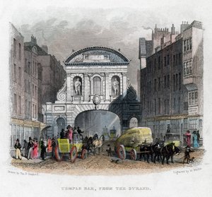 Temple Bar, vom Strand aus, London, 1829