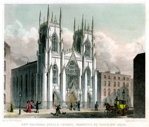 Neue National Scotch Kirche, Sidmouth Street und Grays Inn Road, London, 1829 von W Watkins