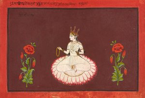 Saraswati, Folio aus einer Göttinnen-Serie, ca. 1680-1700