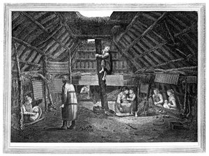 Inneres eines Hauses in Oonalashka von Walker