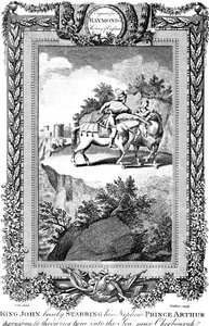 König Johann 1167-1216 ersticht seinen Neffen Prinz Arthur, 19. Jahrhundert von Walker