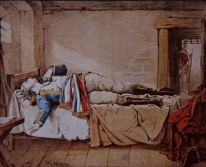 Theobald Wolfe Tone, Gründungsmitglied der Society of United Irishmen, begeht Selbstmord, anstatt von den Briten für seine Beteiligung an einer geplanten französischen Invasion Irlands 1798 gehängt zu werden von Walter Charles Mills