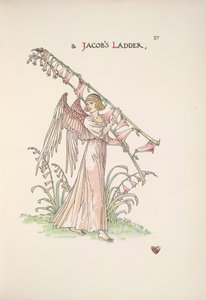 Eine Jakobsleiter. Ein Engel hält eine Leiter aus Pflanzen von Walter Crane