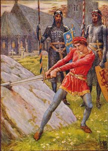 Arthur zieht das Schwert aus dem Stein, 1911 von Walter Crane