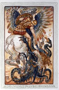 Bellerophon tötet die Chimäre, ca. 1900 (Illustration)