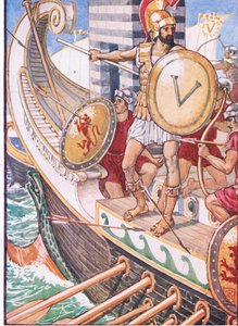 Er wurde zum Ziel für jeden Pfeil, Illustration aus Die Geschichte Griechenlands, 1930er Jahre