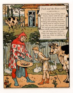 Jack verkauft seine Kuh für Bohnen, aus Das Blaue Bart Bilderbuch, veröffentlicht 1879 von Walter Crane