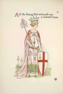 Londons Stolz. Eine junge Frau hält ein Schild mit dem Kreuz des heiligen Georg