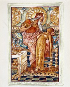 Midas verwandelt seine Tochter in Gold - in „A Wonder Book for Girls and Boys“ von Walter Crane