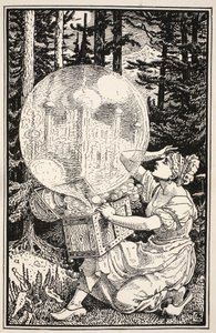 Es kam eine Glaskuppel wie eine Seifenblase heraus, die in die Luft stieg, Illustration aus 