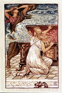 Pandora öffnet die Büchse. Illustration von Walter Crane für „Wonder book for girls and boys“, London 1893. von Walter Crane