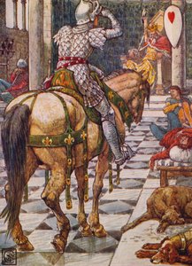 Percival erlangt den Schild des schlagenden Herzens, 1911 von Walter Crane