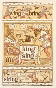Reimwörter, die mit dem Buchstaben G enden. Amseln in einer Pastete. Eine Wäscheleine. Der goldene Primer. von Walter Crane