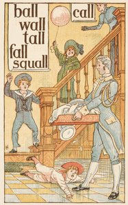 Reimwörter, die mit dem Buchstaben L enden. Kinder und ein Butler. Der Goldene Primer von Walter Crane
