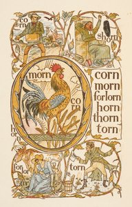 Reimwörter, die mit dem Buchstaben N enden. Zur Veranschaulichung der Verwendung des Buchstabens O. Der Goldene Primer von Walter Crane