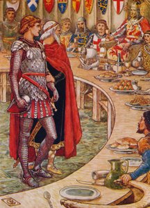 Sir Galahad wird an den Hof von König Artus gebracht, 1911 von Walter Crane