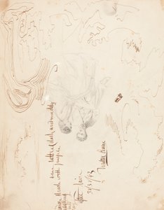 Skizze eines sitzenden Paares mit Wolkenstudien [verso] von Walter Crane