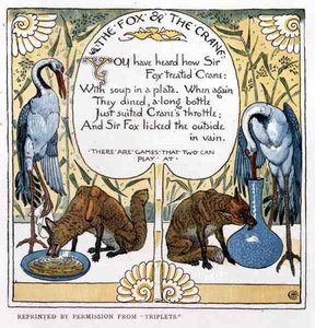 Der Fuchs und der Kranich, aus Triplets von Walter Crane