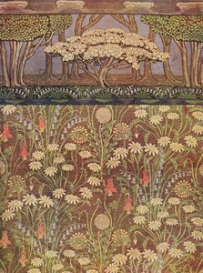 "Die Wiese" Tapete, mit "Der Maibaum" Fries, ca. 1905 von Walter Crane