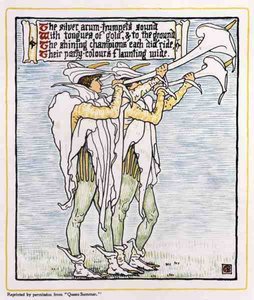 Trompeter mit Lilien, aus Queen Summer von Walter Crane