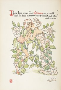 Zwei Figuren, die sich als Rosen verkleidet küssen