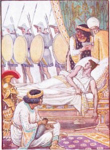 Mit Mühe sah er sie an, als sie vorbeigingen, Illustration aus Die Geschichte Griechenlands, 1930er Jahre von Walter Crane