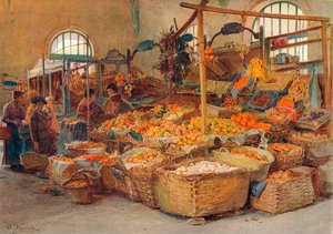 Obststand, Mentone Markt, ca. 1875-1906, 1906 von Walter Frederick Roofe Tyndale