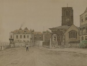 Alldins Kohlenlager und Chelsea Old Church, London